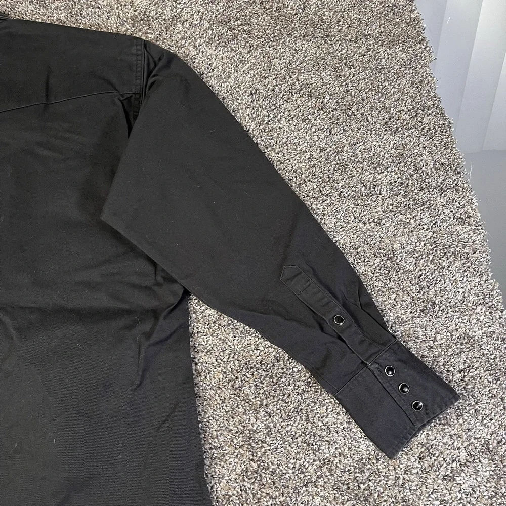Wrangler Shirt Mens Size M Black Western Snap Front Long Sleeve Cowboy Workwear - Picture 12 of 13
